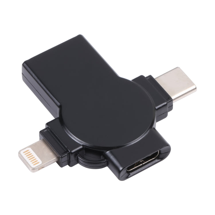 X09 4-in-1 USB auf Dual 8 Pin+USB-C/Type-C Schnittstelle OTG-Adapter, 4 in 1