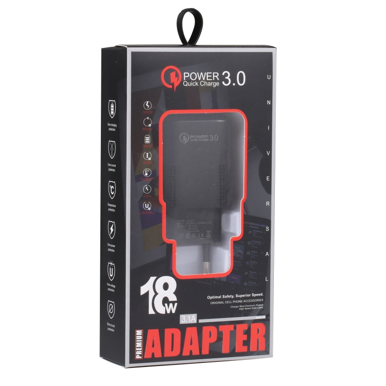LZ-2117 18W QC3.0 3.1A USB Fast Charger, EU Plug, EU Plug