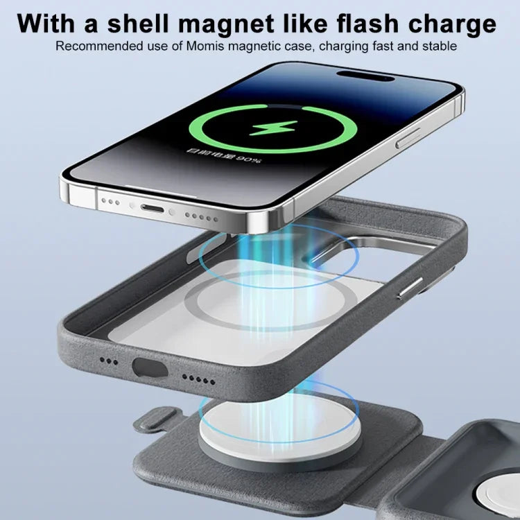 MOMAX UD30 Q.Mag Go 2-in-1 Faltbares MagSafe Magnetisches Kabelloses Ladegerät