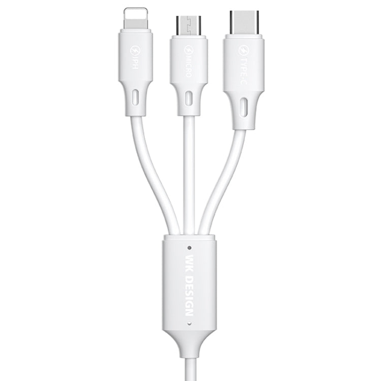 WK WDC-103 3A 3 in 1 8 Pin + Micro USB + Type-C / USB-C Fullspeed Pro Lade-Datenkabel, Länge: 1,15m