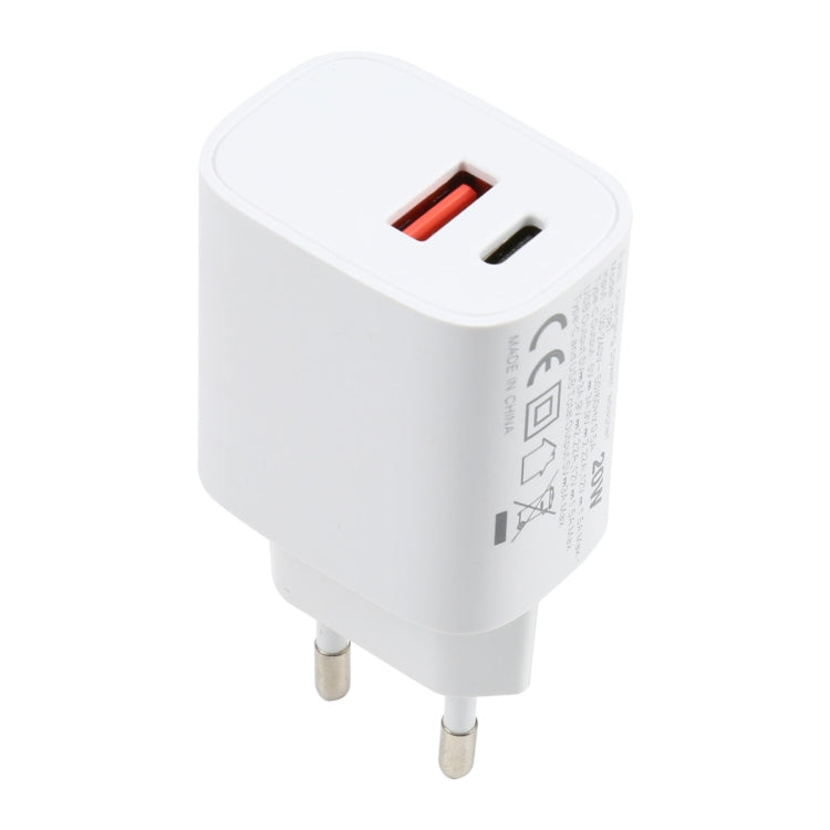 T087 20W USB-C / Type-C + USB-Anschlüsse Schnelllade-Reiseladegerät, EU Stecker, EU Stecker