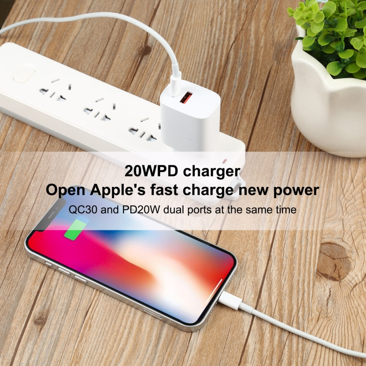 T087 20W USB-C / Type-C + USB-Anschlüsse Schnelllade-Reiseladegerät, EU Stecker, EU Stecker
