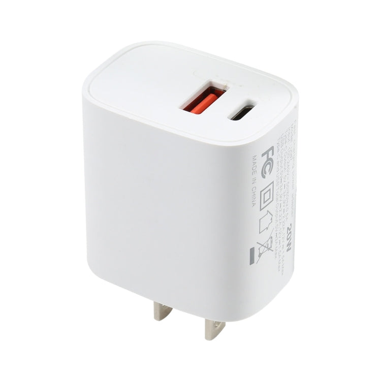 U087 20W USB-C / Typ-C + USB-Anschlüsse Schnelllade-Reiseladegerät, US-Stecker, US-Stecker