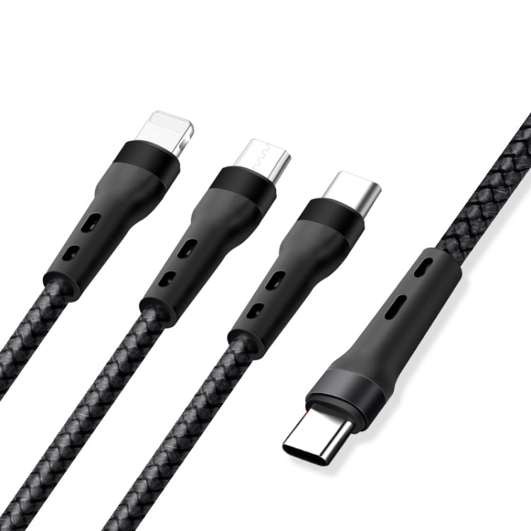 100W 6A Type-C zu 8 Pin+Type-C+Micro USB Lade-Datenkabel, 1,3m