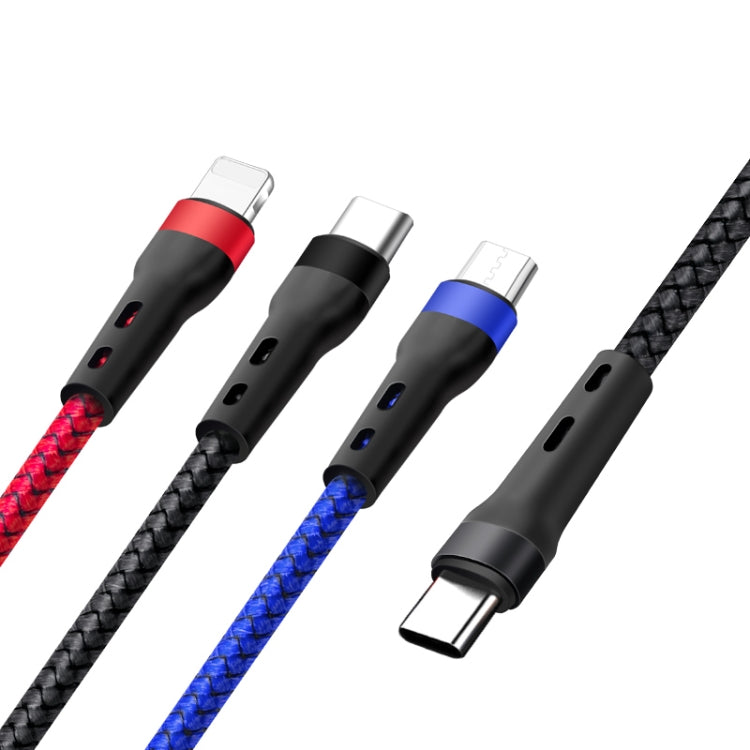 100W 6A Type-C zu 8 Pin+Type-C+Micro USB Lade-Datenkabel, 1,3m