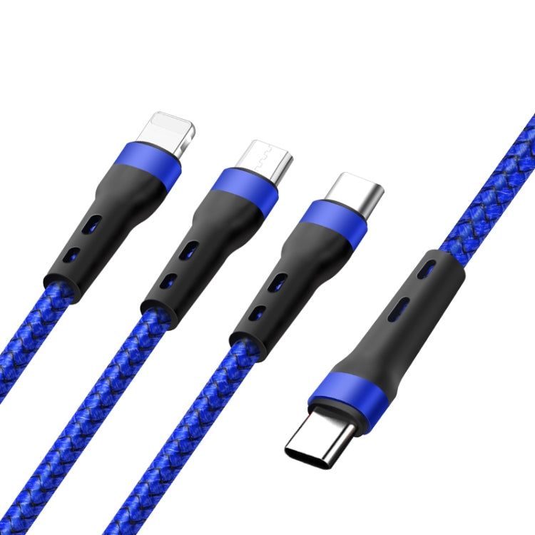 100W 6A Type-C zu 8 Pin+Type-C+Micro USB Lade-Datenkabel, 1,3m