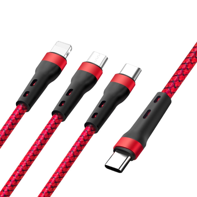 100W 6A Type-C zu 8 Pin+Type-C+Micro USB Lade-Datenkabel, 1,3m