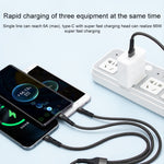 100W 6A Type-C zu 8 Pin+Type-C+Micro USB Lade-Datenkabel, 1,3m