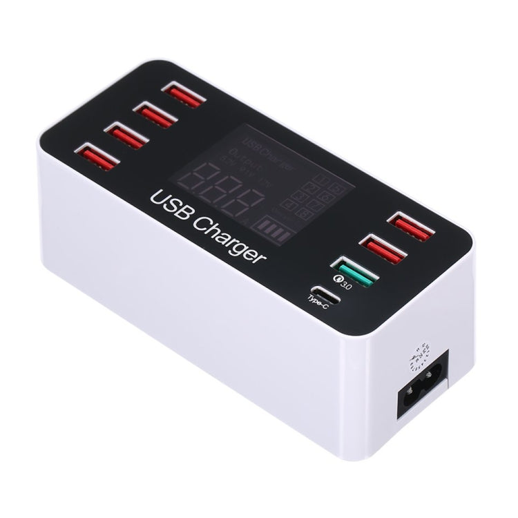 A9 Plus (Globale Version) Multifunktionale AC 100V~240V 8 Ports USB Digitalanzeige LCD Abnehmbare Ladestation Intelligentes Ladegerät mit kabellosem Ladegerät, Unterstützt QC3.0, A9 Plus (Globale Version)