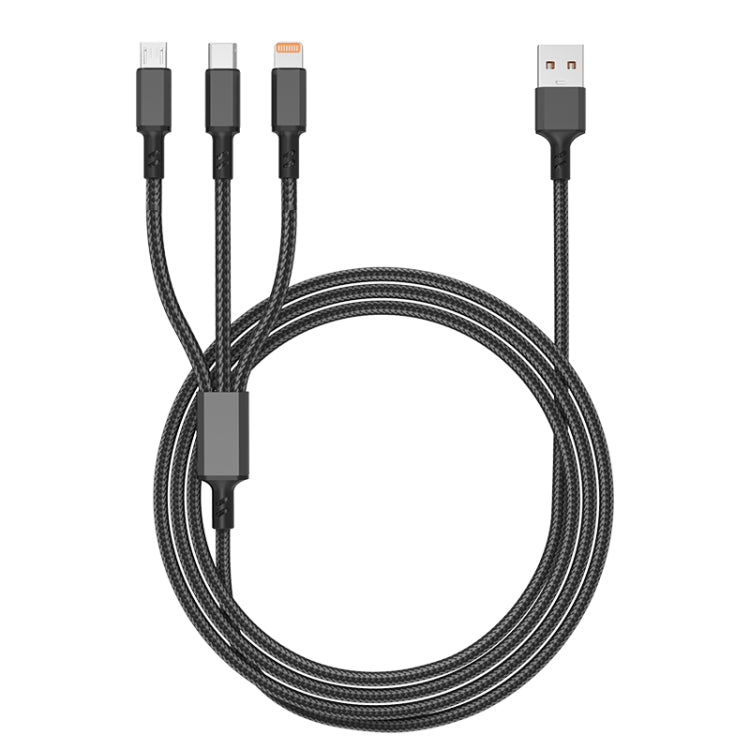 Oranger Stecker 3A 3 in 1 USB zu Type-C / 8 Pin / Micro USB Schnellladekabel, Kabellänge: 1,2m, Oranger Stecker (Schwarz), Oranger Stecker (Blau), Oranger Stecker (Rot), Oranger Stecker (Silber)