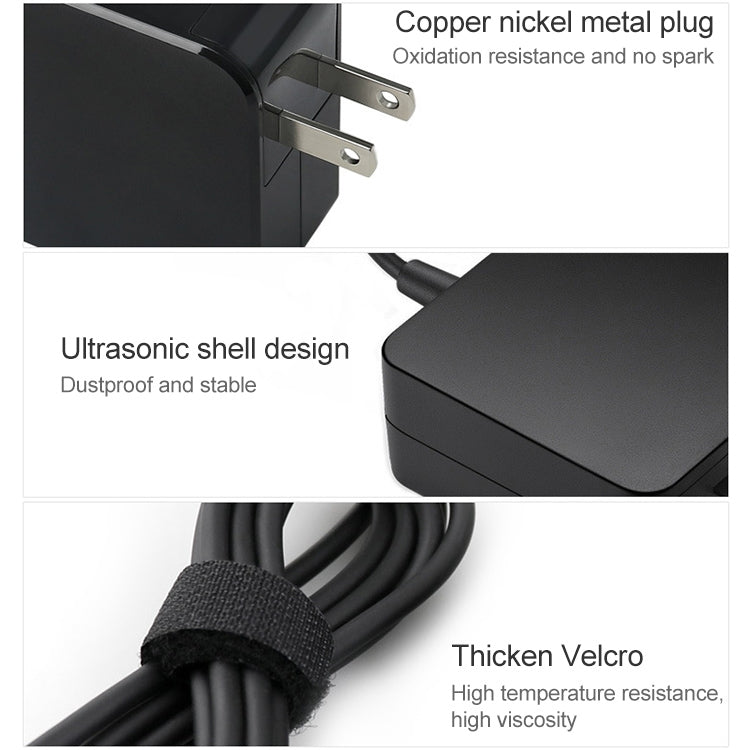 45W USB-C / Typ-C Netzteil Tragbares Ladegerät für Laptops mit Typ-C Ladekabel, US-Stecker, 45W US-Stecker /Schwarz