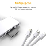 5-in-1 8 Pin + Type-C / USB-C + USB + TF-Karten + SD-Karten Multifunktionaler Kamera-Leser Adapter, 5-in-1
