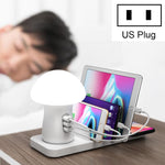 HQ-UD12 Universal 4-in-1 40W QC3.0 3 USB-Anschlüsse + Wireless Charger Handy-Ladestation mit Pilzförmigem LED-Licht, Länge: 1,2m, US-Stecker