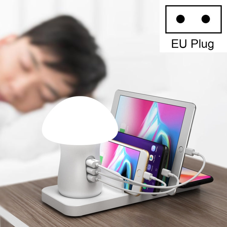HQ-UD12 Universal 4-in-1 40W QC3.0 3 USB-Anschlüsse + Wireless Charger Handy-Ladestation mit Pilzförmigem LED-Licht, Länge: 1,2m, EU-Stecker