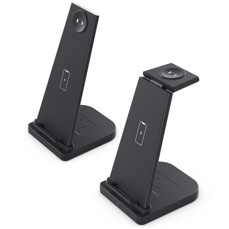 10W 3-in-1 QC 3.0 Vertikales Multifunktions-Kabelloses Ladegerät mit Ständerfunktion, geeignet für Mobiltelefone / Apple Watch / AirPods