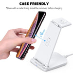 10W 3-in-1 QC 3.0 Vertikales Multifunktions-Kabelloses Ladegerät mit Ständerfunktion, geeignet für Mobiltelefone / Apple Watch / AirPods