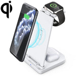 10W 3-in-1 QC 3.0 Vertikales Multifunktions-Kabelloses Ladegerät mit Ständerfunktion, geeignet für Mobiltelefone / Apple Watch / AirPods