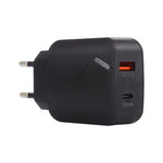 LZ-819A+C QC3.0 USB + PD 18W USB-C / Typ-C Schnittstellen Reise-Ladegerät mit Kontrollleuchte, EU Stecker, EU Stecker