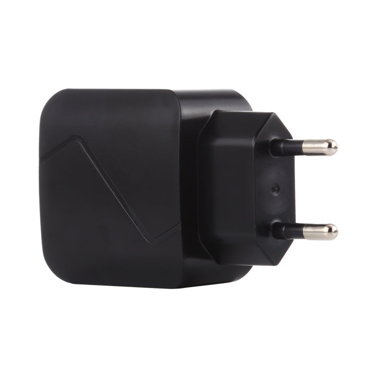 LZ-819A+C QC3.0 USB + PD 18W USB-C / Typ-C Schnittstellen Reise-Ladegerät mit Kontrollleuchte, EU Stecker, EU Stecker