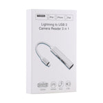 S-206 3-in-1 8-Pin männlich zu 2 x USB 3.0 + 8-Pin weiblich Kamera-Lesegeräte-Adapter, S-206