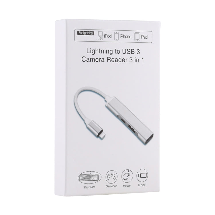 S-206 3-in-1 8-Pin männlich zu 2 x USB 3.0 + 8-Pin weiblich Kamera-Lesegeräte-Adapter, S-206