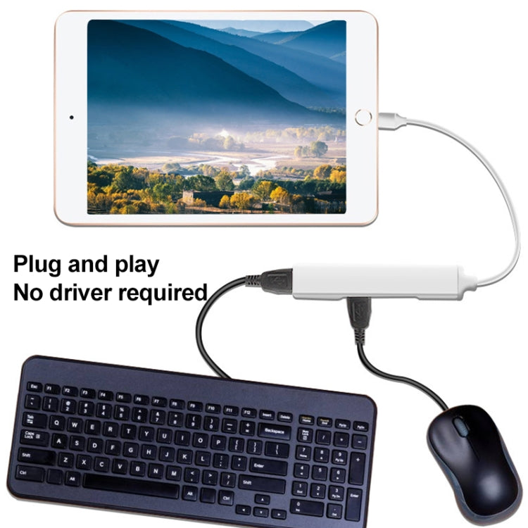 S-206 3-in-1 8-Pin männlich zu 2 x USB 3.0 + 8-Pin weiblich Kamera-Lesegeräte-Adapter, S-206