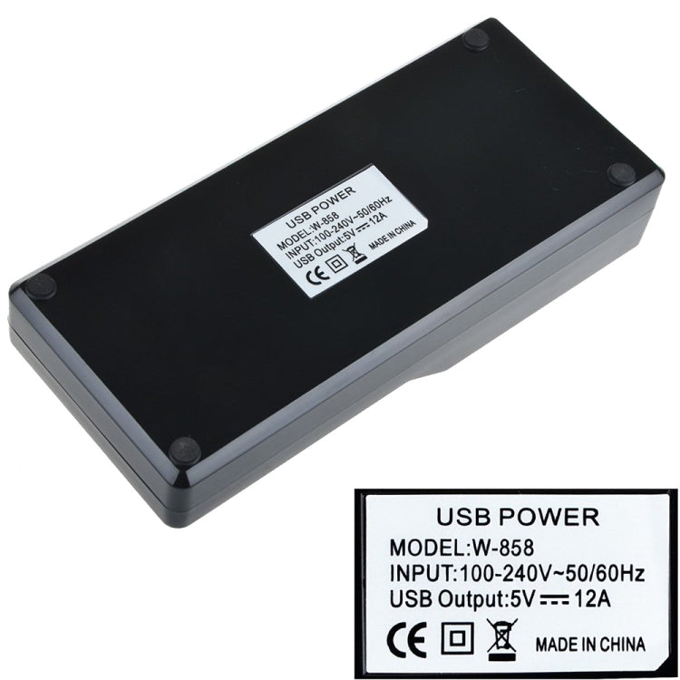 W-858 12A 12 Ports USB Schnellladestation Desktop Smart Charger AC100-240V, US-Stecker, US-Stecker