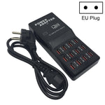 W-858 12A 12 Ports USB Schnellladestation Desktop Smart Charger AC100-240V, EU-Stecker, EU-Stecker