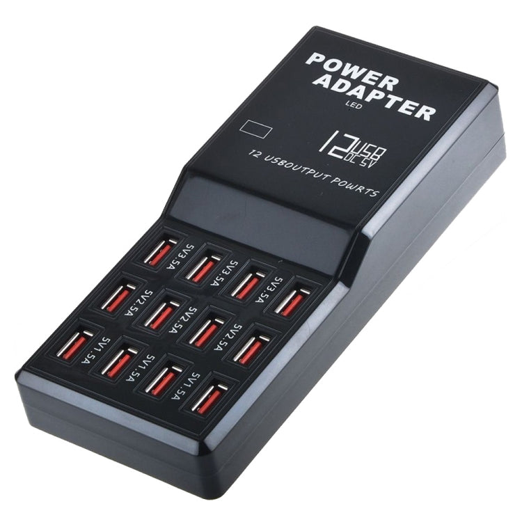 W-858 12A 12 Ports USB Schnellladestation Desktop Smart Charger AC100-240V, EU-Stecker, EU-Stecker