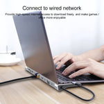 11 in 1 RJ45 + 87W PD + SD/TF + USBx3 + HDMI + VGA + 3,5 mm AUX zu Typ-C HUB Adapter, 11 in 1