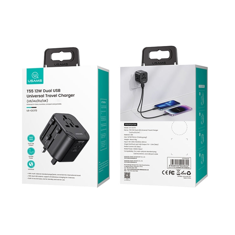 USAMS US-CC173 T55 12W Universelles Multi-Stecker-Reiseladegerät, US-CC173 T55