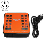 WLX-840 200W 40 Ports USB Digitalanzeige Intelligente Ladestation AC100-240V, AU-Stecker (Schwarz+Orange), AU-Stecker