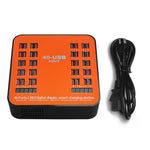 WLX-840 200W 40 Ports USB Digitalanzeige Intelligente Ladestation AC100-240V, US-Stecker (Schwarz+Orange), US-Stecker