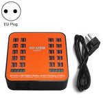 WLX-840 200W 40 Ports USB Digitalanzeige Intelligente Ladestation AC100-240V, EU-Stecker (Schwarz+Orange), EU-Stecker