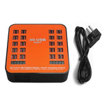 WLX-840 200W 40 Ports USB Digitalanzeige Intelligente Ladestation AC100-240V, EU-Stecker (Schwarz+Orange), EU-Stecker