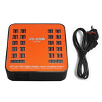 WLX-840 200W 40 Ports USB Digitalanzeige Intelligente Ladestation AC100-240V, UK-Stecker (Schwarz+Orange), UK-Stecker