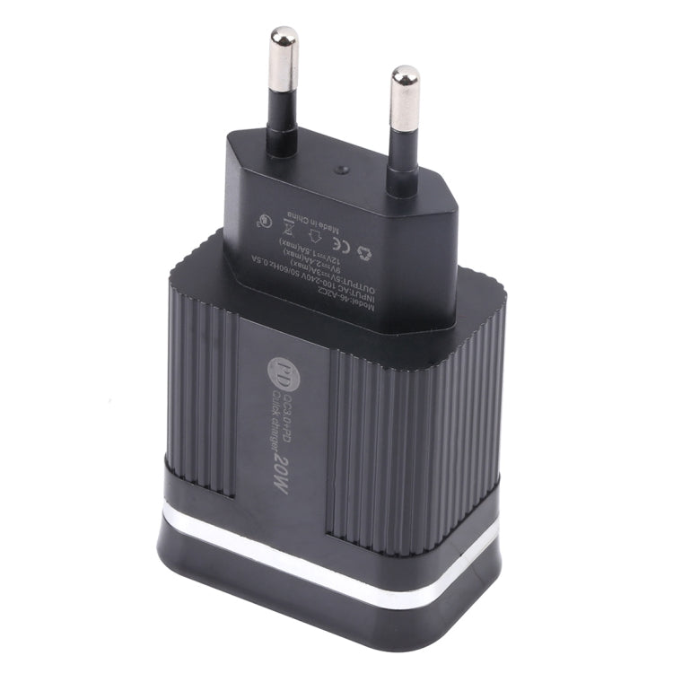 46-A2C2 20W PD + QC3.0 USB Multifunktions-Schnellladegerät, EU-Stecker