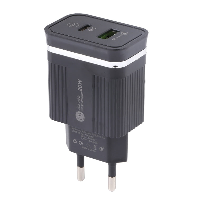 46-A2C2 20W PD + QC3.0 USB Multifunktions-Schnellladegerät, EU-Stecker