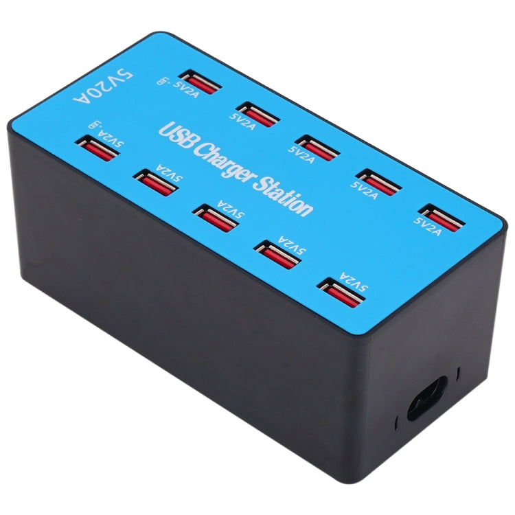A5B 100W 10 Ports USB Intelligente Ladestation mit Kontrollleuchte, US-Stecker, 100W