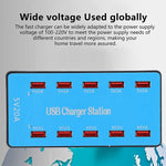A5B 100W 10 Ports USB Intelligente Ladestation mit Kontrollleuchte, US-Stecker, 100W
