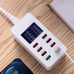 A8 50W 8 Ports USB + QC3.0 Intelligente Ladestation mit Digitalanzeige AC100-240V, US-Stecker, A8 US-Stecker