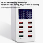 A8 50W 8 Ports USB + QC3.0 Intelligente Ladestation mit Digitalanzeige AC100-240V, US-Stecker, A8 US-Stecker