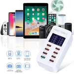 A8 50W 8 Ports USB + QC3.0 Intelligente Ladestation mit Digitalanzeige AC100-240V, US-Stecker, A8 US-Stecker