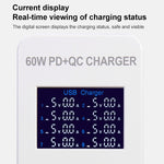 A8T 60W 8 Ports USB + QC3.0 + PD Typ-C Intelligente Ladestation mit Digitalanzeige AC100-240V, AU-Stecker, A8T AU-Stecker