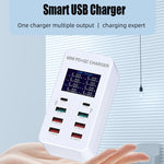A8T 60W 8 Ports USB + QC3.0 + PD Typ-C Intelligente Ladestation mit Digitalanzeige AC100-240V, EU-Stecker, A8T EU-Stecker