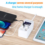 A8T 60W 8 Ports USB + QC3.0 + PD Typ-C Intelligente Ladestation mit Digitalanzeige AC100-240V, EU-Stecker, A8T EU-Stecker