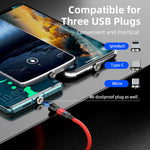 1m 3A Ausgang 3 in 1 USB auf 8 Pin + USB-C / Typ-C + Micro USB 540 Grad drehbares magnetisches Daten-Synchronisations-Ladekabel, 1m 3 in 1