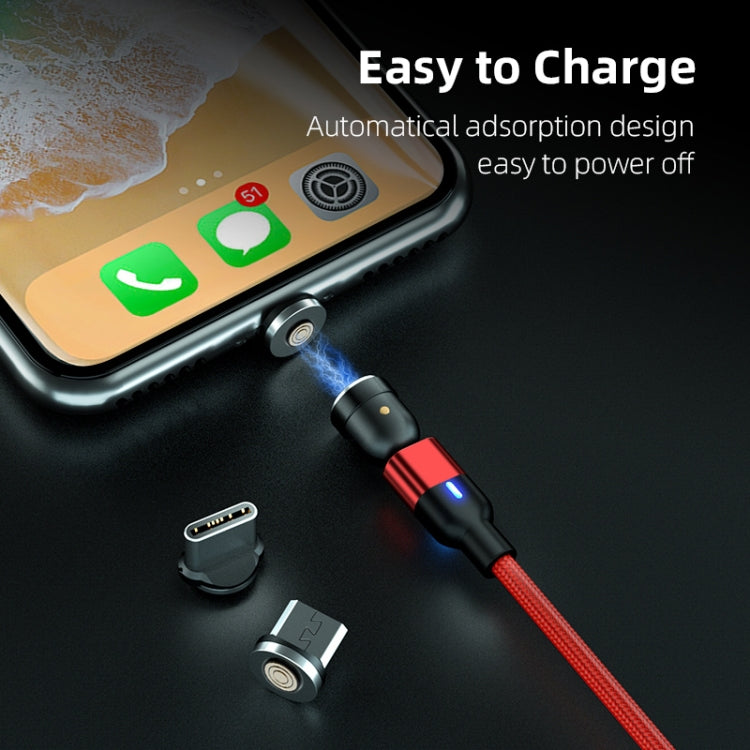 1m 3A Ausgang 3 in 1 USB auf 8 Pin + USB-C / Typ-C + Micro USB 540 Grad drehbares magnetisches Daten-Synchronisations-Ladekabel, 1m 3 in 1