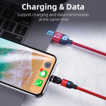 2m 3A Output 3 in 1 USB to 8 Pin + USB-C / Type-C + Micro USB 540 Degree Rotating Magnetic Data Sync Charging Cable, 2m 3 in 1