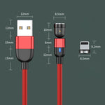 2 m 3 A Ausgang USB zu 8-Pin 540 Grad rotierendes magnetisches Daten-Synchronisations-Ladekabel, 2 m 8-Pin